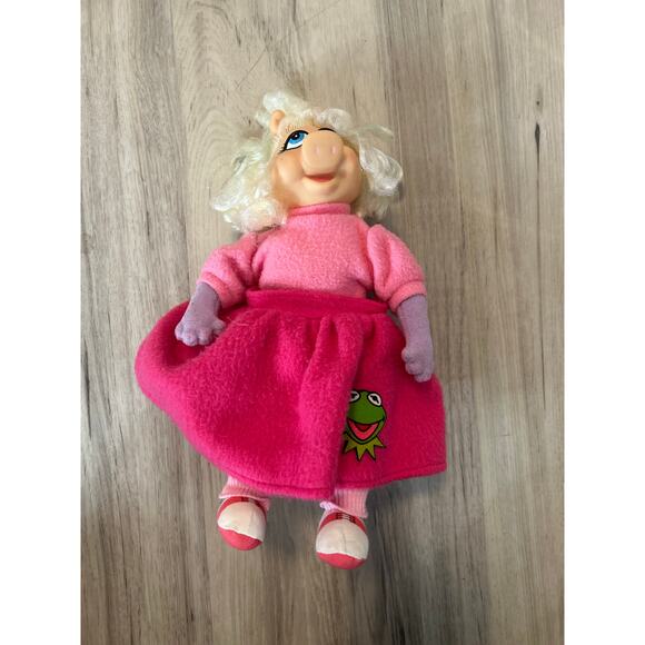 Vintage 1989 Jim Henson Muppets Miss Piggy Pink Dress Poodle Skirt Plush Doll - Picture 2 of 5